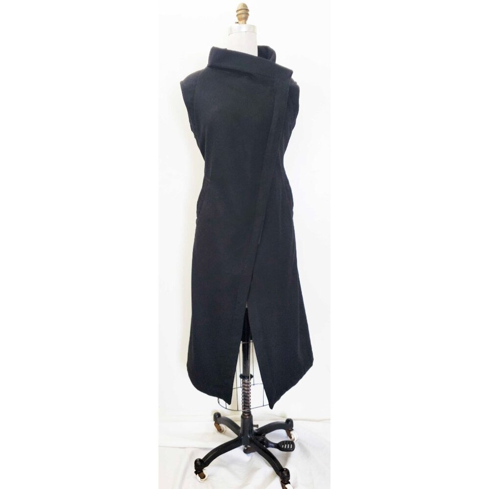 HARPUTS OWN Women's Black Asymmetrical COUTURE SQUARE Wool VEST Sleeveless Coat - Picture 14 of 14